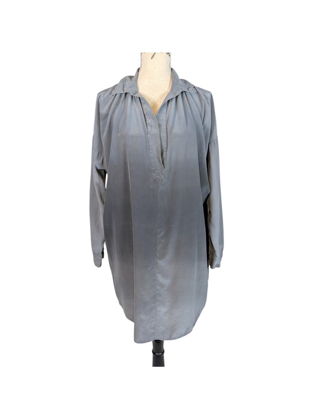 Gypsy 05 100% Silk Gray Tunic Blouse XS Made in USA Oversized Dolman Top